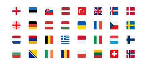 European flags icon. Europe countries set signs. Nation symbol. Banner of France, Germany ...