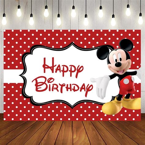 Disney Hot Cartoon Red Mickey Mouse Party Photo Background Minnie Mouse