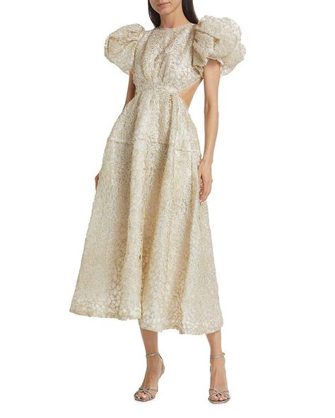 Aje Sculptra Patina Lace Midi Dress In Natural Lyst