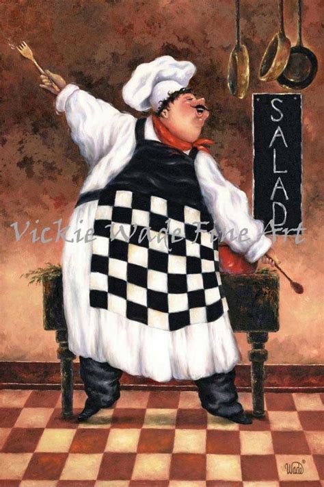 Salad Chef Art Print Fat Chef Art Chef Paintings Chef - Etsy