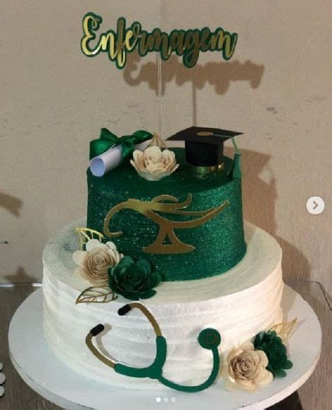 Bolo De Enfermagem Verde E Branco - Topo de Bolo Formatura Enfermagem em Verde | Elo7 Produtos Especiais ...