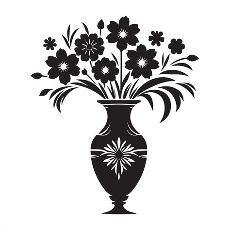 Silhouette Of Flower Vase Stock Black Color Silhouette 46036133