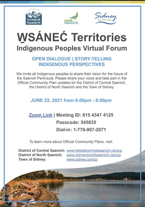 June 22 W̱sÁneĆ Territories Indigenous Peoples Virtual Forum W̱sÁneĆ