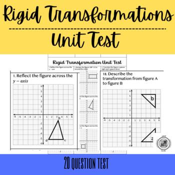 Rigid Transformation Unit Test by Jump 4 Math | TpT