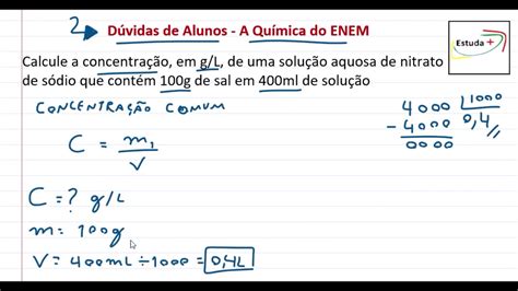 Considere Um Litro De Solução Aquosa