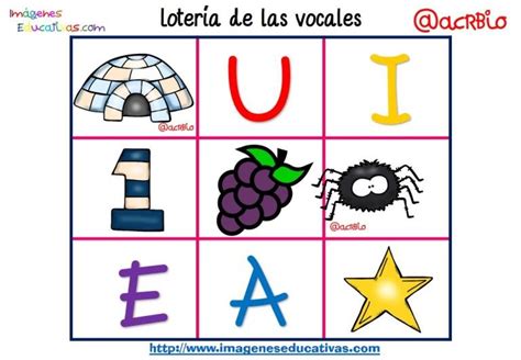 Lotería Bingo de las vocales una idea genial Imagenes Educativas