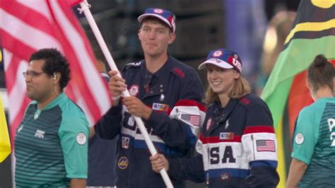 Katie Ledecky Nick Mead Carry Us Flag Into Paris Closing Ceremony