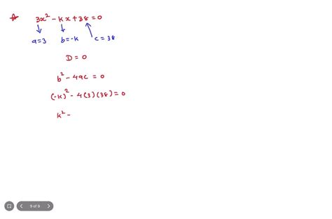 Find The Value Of K So That Quadratic Equation 3x2 Kx 38 0 Has Equal Roots Read As X