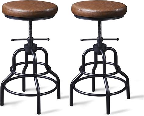 Amazon Lokkhan Industrial Bar Stools Swivel Leather Metal Bar