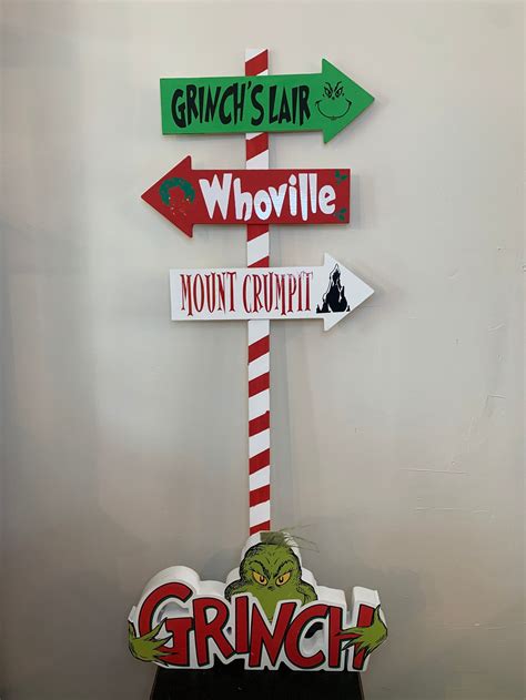 The Grinch Uss Inspired Grinch Wooden Directional Sign Etsy