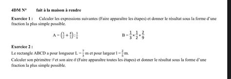 Bonsoir Jaimerais De Laide Sur Ce Devoirs Merci Davance Une Photo