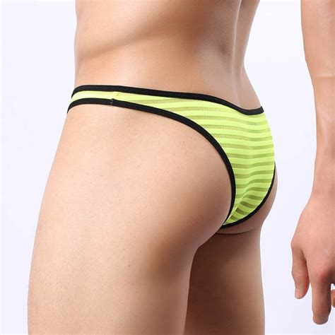 Update Men S Border Mesh Striped Briefs Spun Yarn Bikini Brief Underwear Pouch Mesh Mini Pants