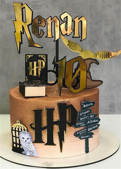 40 The Magical Harry Potter Cake Ideas Ombre Golden Brown Cake