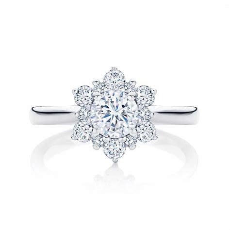 White Gold Snowflake Diamond Engagement Ring Snowflake