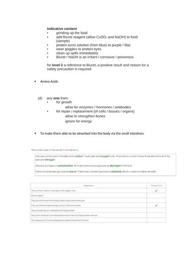 Igcse Cie A3 Exam Sheet Biological Molecules Teaching Resources