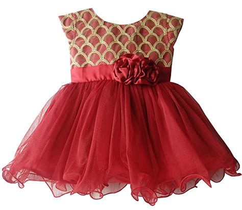 Venus Dress Makers Girls Maroon And Golden Combination Dress 5 Years