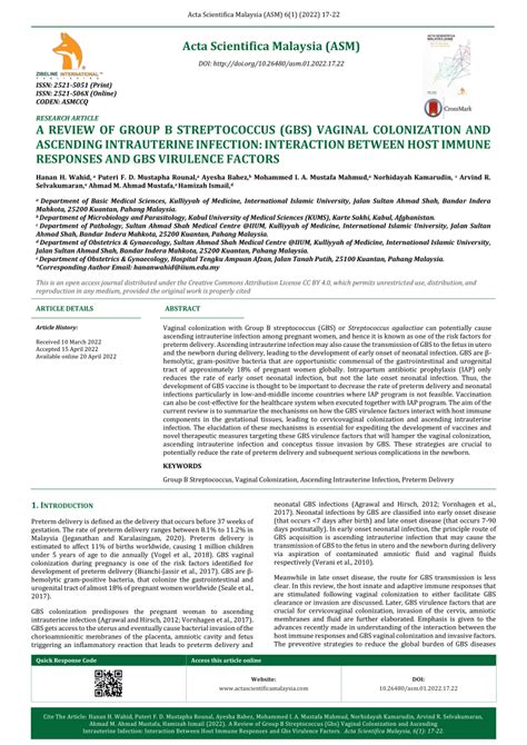 Pdf A Review Of Group B Streptococcus Gbs Vaginal Colonization And