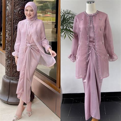 Jual Ori Termurah One Set Jemma Organza Bahan Maxmara Kombinasi