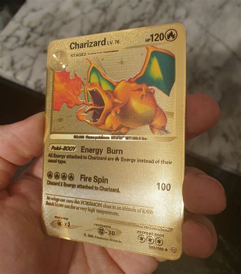 Gold Charizard Card Metal Custom Pokemon Card Base Set 4/102 | Etsy