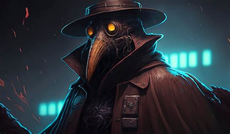 Premium Photo Man Wearing A Plague Mask And A Top Hat Cyberpunk Art