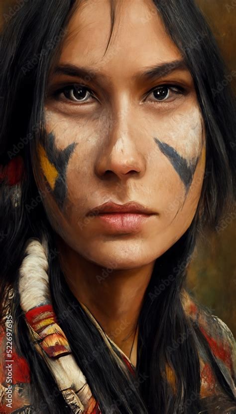 Portrait Of A Fictional Comanche Indian Woman An Ancient Indian