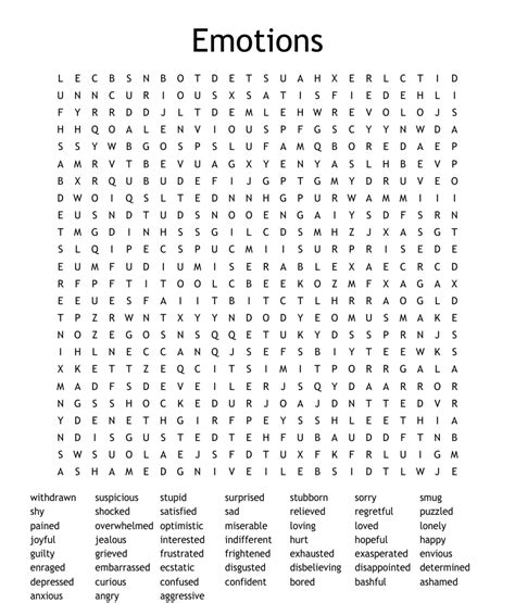 Find My Feelings Word Search Wordmint