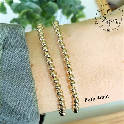 Gold Beaded Bracelet 2 5mm 3mm 4mm 5mm Gold Filled Bead Etsy