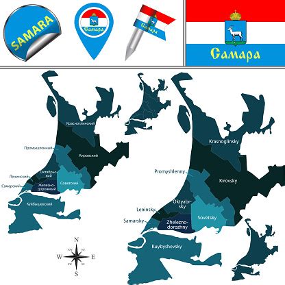 map  samara  districts stock illustration  image  boundary country