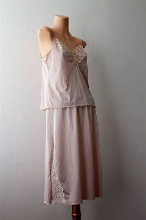 Camisole Top Half Slip Matching Lingerie Set Lacy Top Beige Etsy