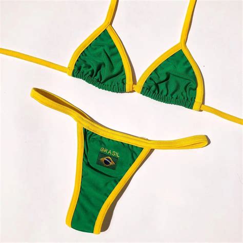Brazilian Flag Green And Yellow Bikini Set On Luulla