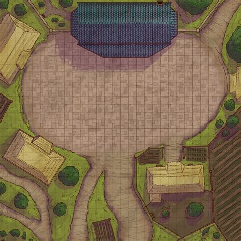 Small Village Square Free Battlemap 30x30 Dndmaps