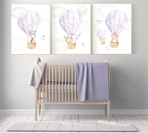 Nursery Decor Girl Lavender Hot Air Balloon Nursery Decor Etsy