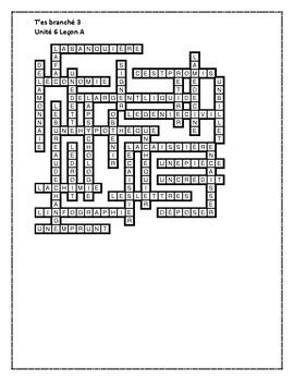 T es branché 3 Unité 6 Leçon A Crossword by jer520 LLC TPT