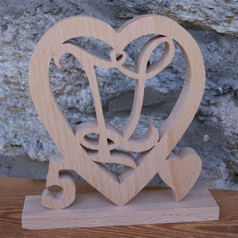 Cadeaux Coeur Initiales Personnalis Es Noce De Bois Ans De Mariage