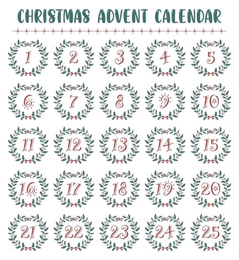 Christmas Advent Numbers Free Pdf Printables Printablee