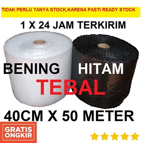 Jual BUBBLE WRAP 40CM X 50 METER 30 CM X 50 METER HITAM BENING PUTIH