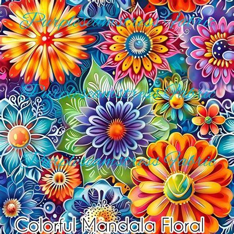 Colorful Mandala Floral Purpleseamstress Fabric