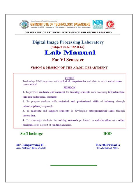 Dip Lab Manual 18AIL67 AI ML Applications In Structural