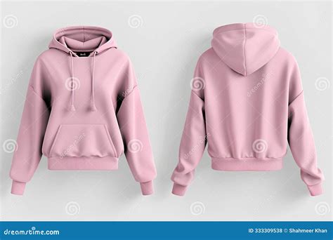 Stylish Pink Cropped Baggy Hoodie Front And Back View Mockup Template