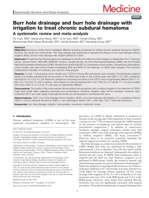 (PDF) Burr hole drainage and burr hole drainage with irrigation to ...