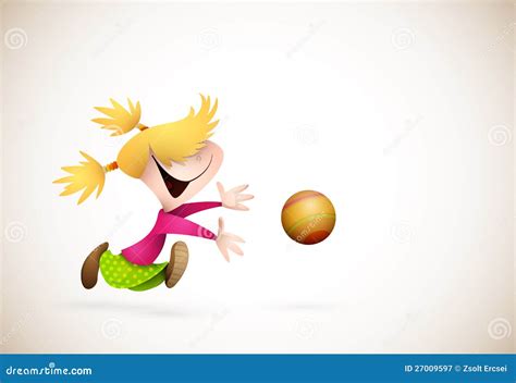 Petite Fille Jouant Au Handball Illustration De Vecteur Illustration