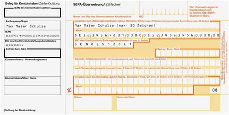 Vorlage Sepa überweisung Sparkasse Schönste Sepa Zahlscheine Din Lang