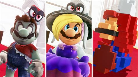 Super Mario Odyssey Mario Crashes Bowsers Wedding In Every Outfit