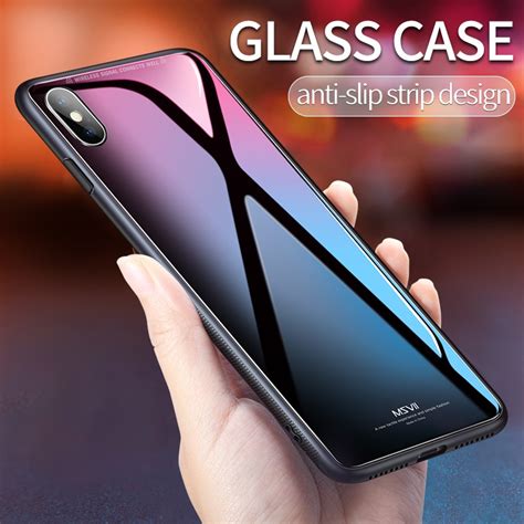 For Iphone Xs Max Case Msvii Luxury Ultra Thin Tempered Glass Cover For