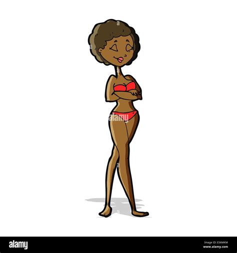 Cartoon Retro Woman In Bikini Stock Vector Image Art Alamy