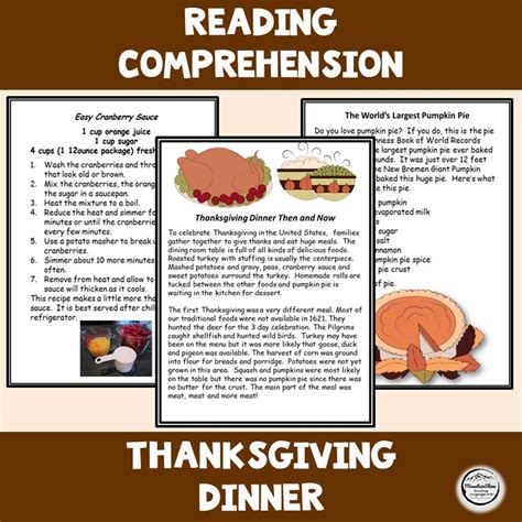 Thanksgiving Dinner Reading Comprehension Worksheet Have Fun Worksheets Library