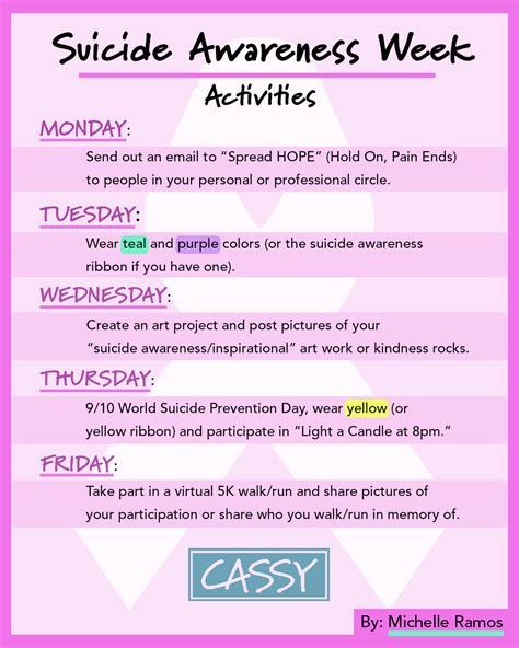 Suicide Awareness Week Activities - CASSY