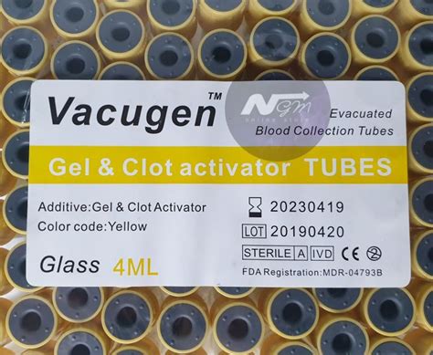 Yellow Top Ml Gel And Clot Activator Tubes Evacuated Blood