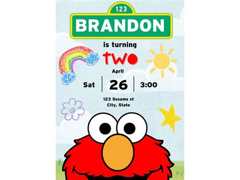 Elmo Sesame Street Birthday Invitation Editable Template Etsy