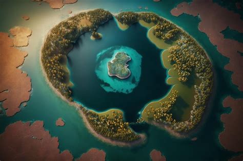 Premium Ai Image A Heart Shaped Island With Trees On It